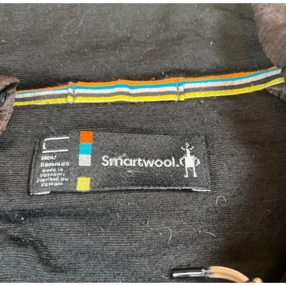 SMARTWOOL Jacket Men’s Large Hybrid Puffer Merino Wool Full Zip Black and Brown - Picture 12 of 13